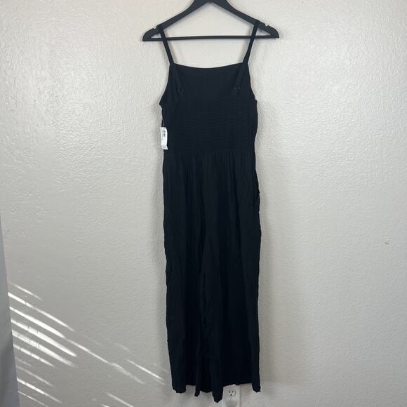 Old Navy Jumpsuit Womens Medium Black Square Neck Wide Leg Minimal Casual READ - Picture 7 of 16